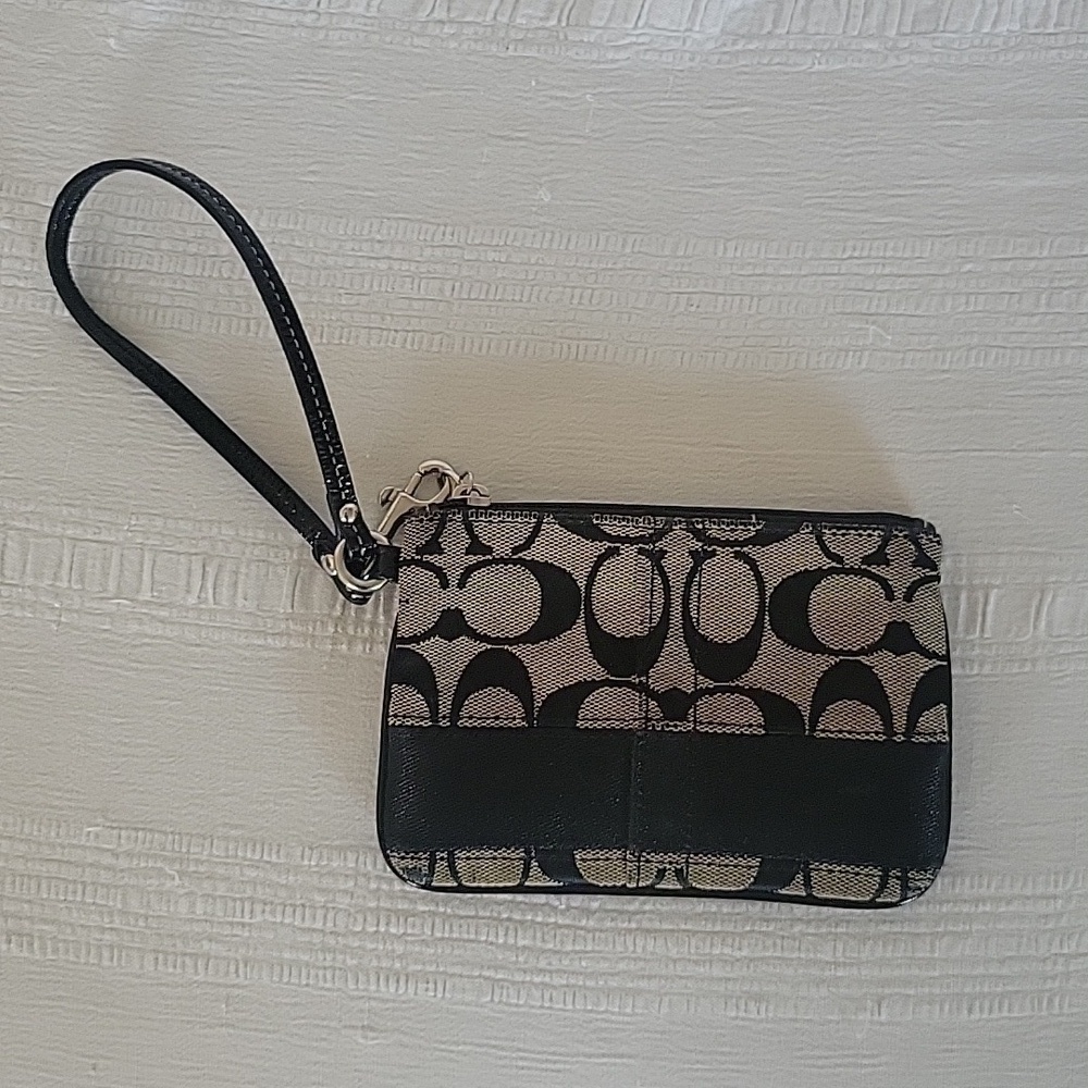 Coach Black Signature Canvas Wristlet Wallet